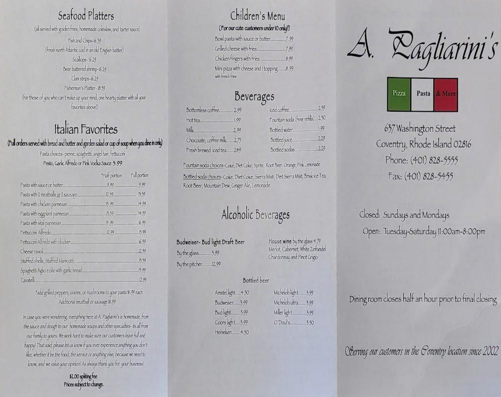 A. Pagliarinis Menu image 1